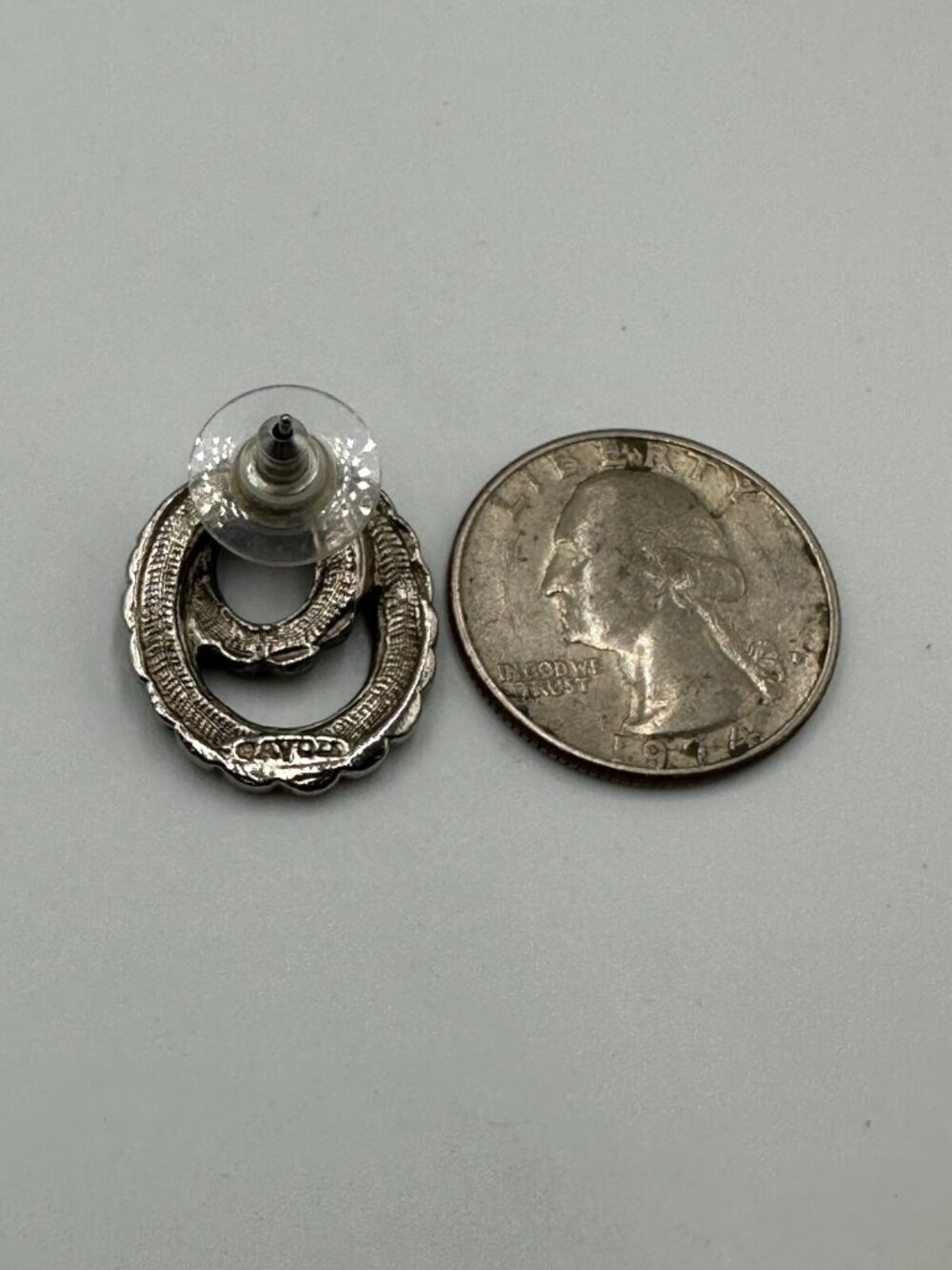 3/$30 Vintage Avon Marcasite Earrings Studs Gunmetal Tone Swirl Posts Pierced 1" - Picture 7 of 10